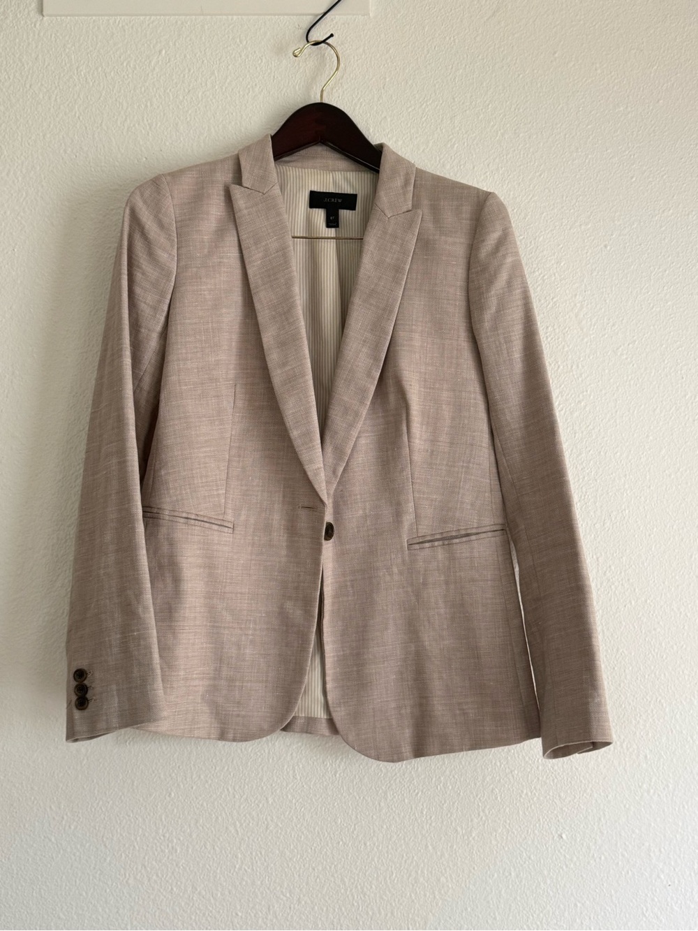 J. Crew linen Light Beige Single-Button Women's Blazer
